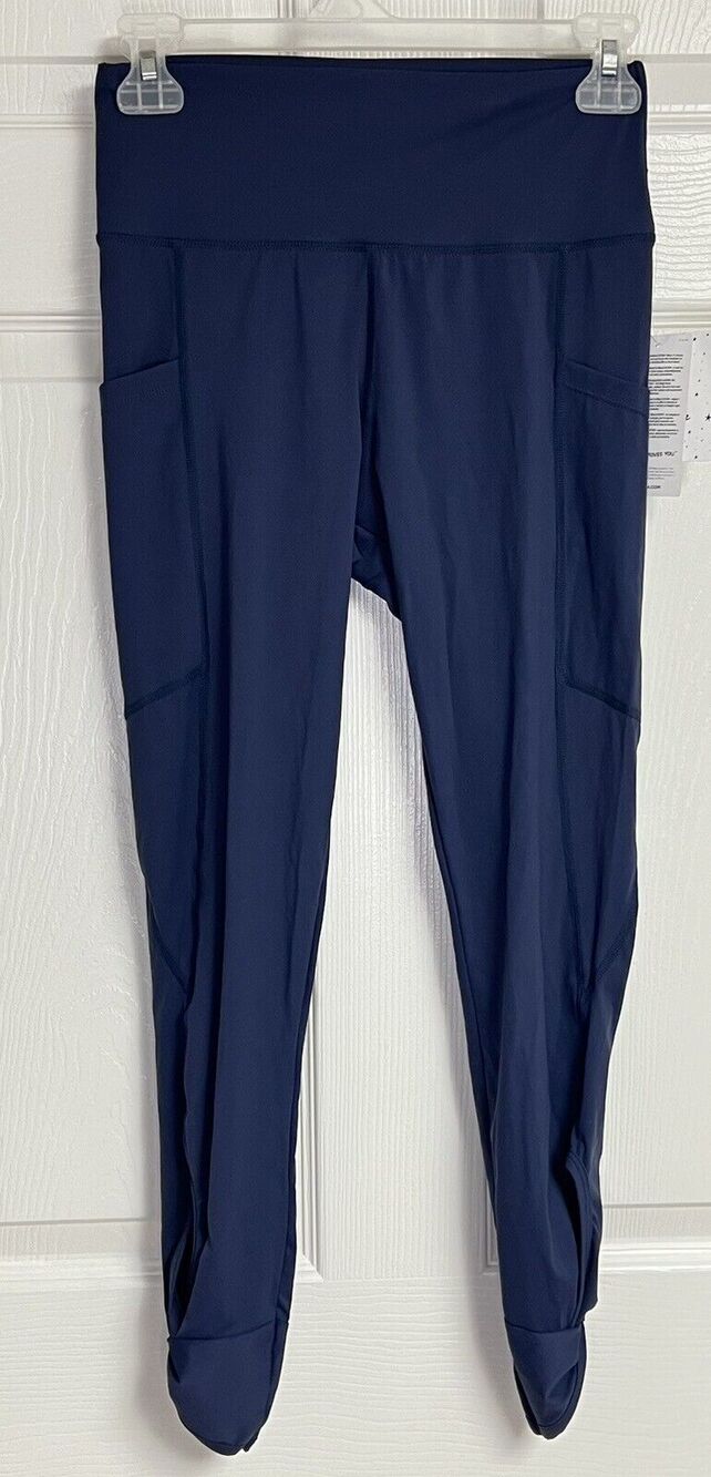 Whisper Women's Blue Indigo Pull On Leggings Small Pockets Ret. $92 Emory Mood